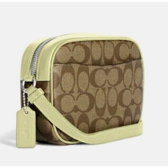 New Coach C9926 Mini Jamie Camera Bag Signature Coated Canvas Khaki / Pale Lime - Picture 5 of 6